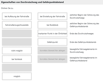 Screenshot: Beispiel Zuordnungsaufgabe Online-Test