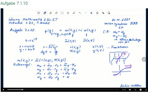 Screenshot Video, Übung Mathematik 2 für ET