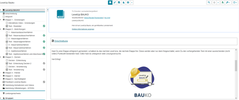 Screenshot: Startseite OPAL-Kurs "LevelUp Bauko"