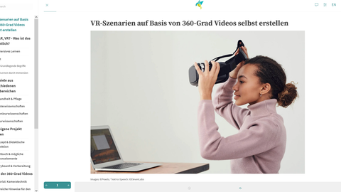 Dargestellt sind stilisierte Symbole für Virtual Reality (VR), Augmented Reality (AR) und Extended Reality (XR). Das VR-Headset ist zentral platziert, daneben befinden sich weitere abstrahierte Symbole für digitale Anwendungen.