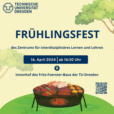 Zu sehen ist ein Flyer, der einen Grill auf einer grünen Wiese zeigt.