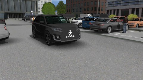 The picture shows a fully automated vehicle on the road. 