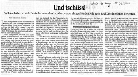 Artikel der Sächsischen Zeitung vom 19.6.