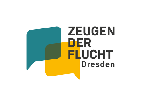 Logo von Zeugen der Flucht e.V. bestehend aus zwei Sprechblasen