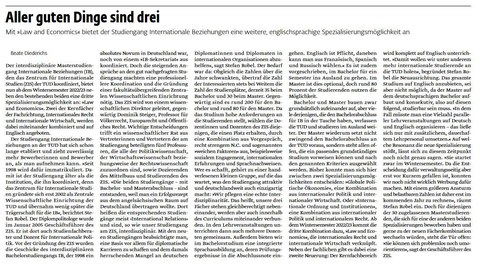 Screenshot von einem Artikel im Universitätsjournal