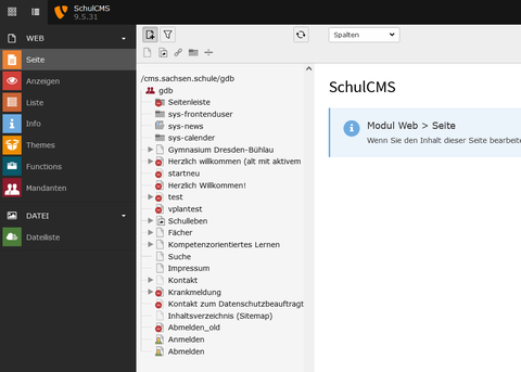 Screenshot aus dem SchulCMS