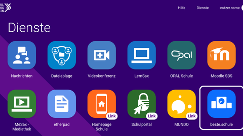 Schullogin Dashboard mit Dienst beste.schule