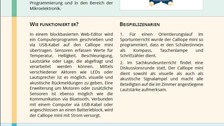 Dokument mit Informationen zu Calliope mini, einem Mikrocontroller