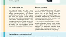 Dokument mit Informationen zur Dokumentenkamera