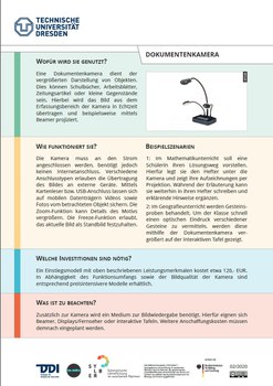 Dokument mit Informationen zur Dokumentenkamera