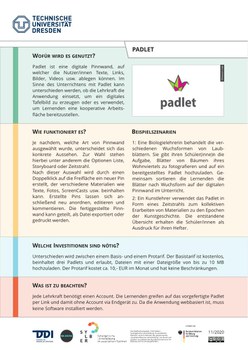 Dokument mit Informationen zu Padlet