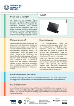 Dokument mit Informationen zum Tablet