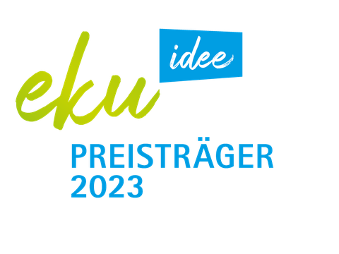 Bild zeigt Schriftzug "eku idee Preisträger 2023""