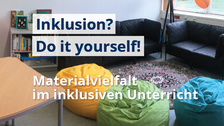 Abgebildet ist das Deckblatt des Angebotskatalogs "Inklusion? Do it yourself! Materialvielfalt im inklusiven Unterricht"