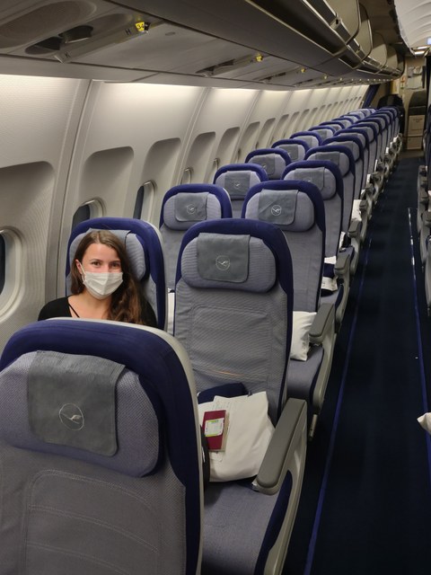 Person in einem Flugzeug