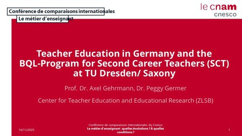 Titelfolie des Beitrages zur Lehrkräftebildung in Deutschland und zum BQL-Programm für Berufswechsler:innen an der TU Dresden