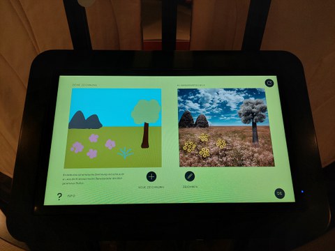 Touchscreen mit KI Bild-Anwendung zu sehen