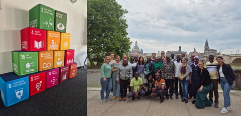 Bunte Würfel, die die Sustainable Development Goals der UN symbolisieren