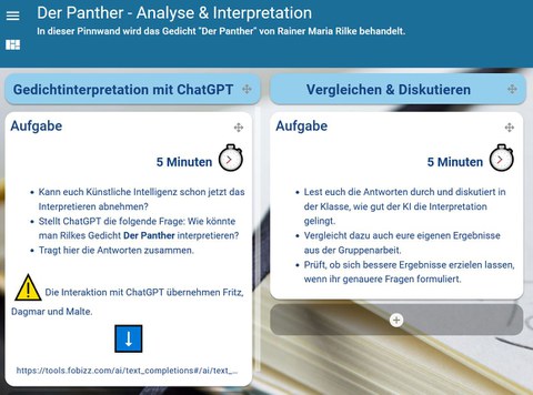 Digitale Pinnwand zur Gedichtanalyse und -Interpretation